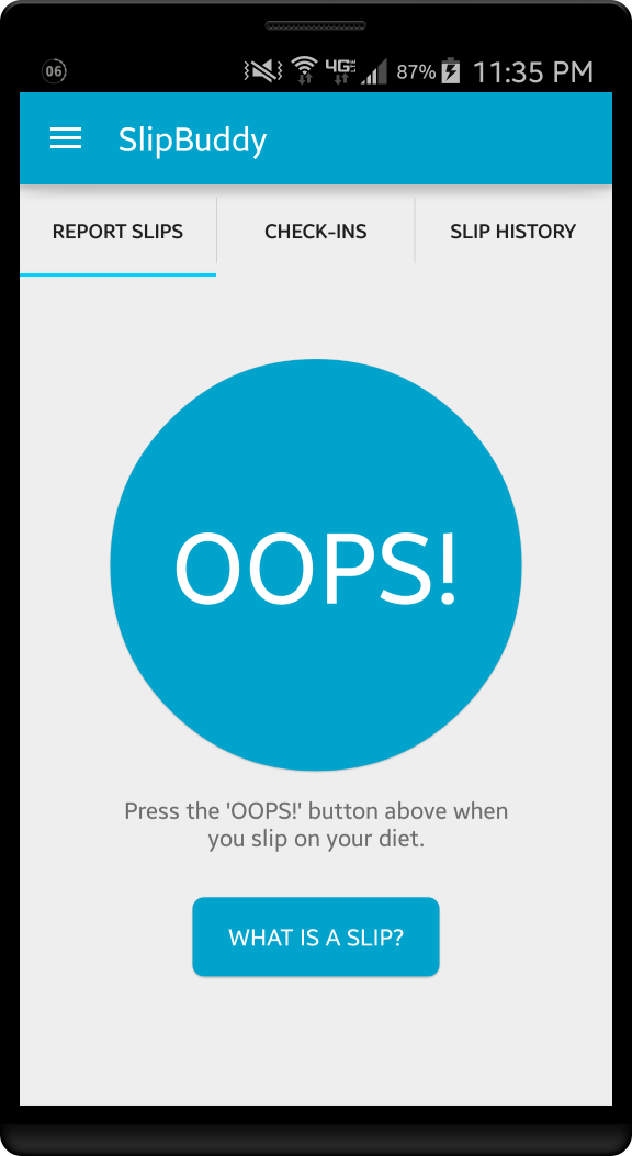 The main page for the SlipBuddy app.